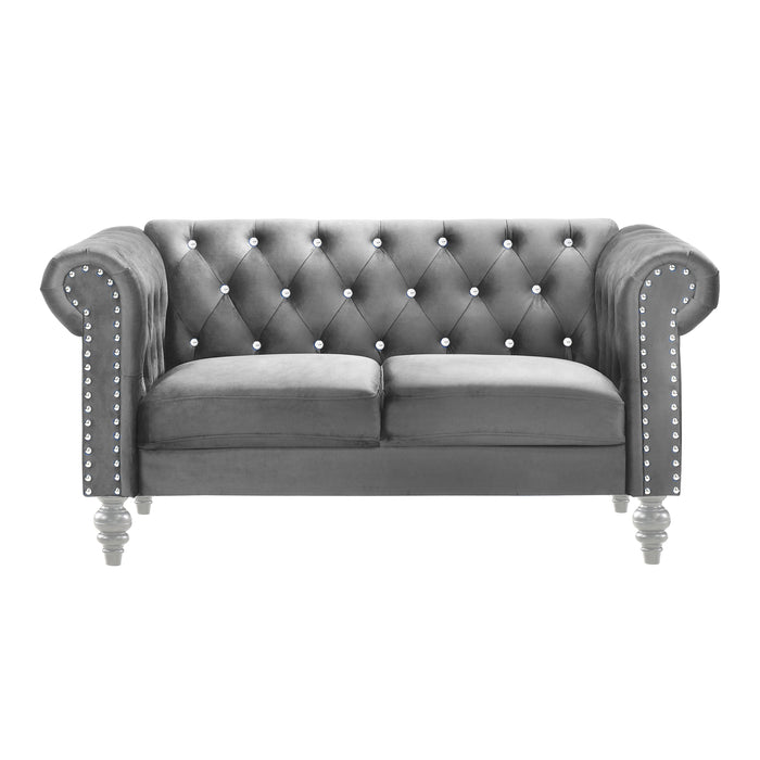 Emma Crystal Loveseat-Gray