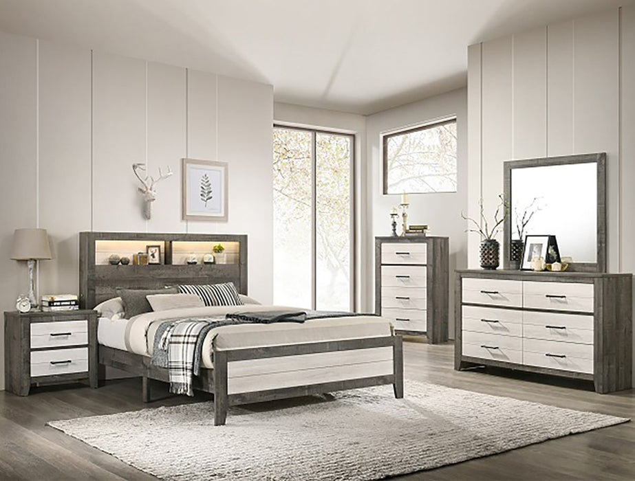 Crown Mark Furniture Rhett Queen Platform Bed in Gray