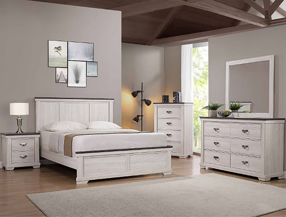 Crown Mark Furniture Leighton Queen Panel Bed in White B8180-Q